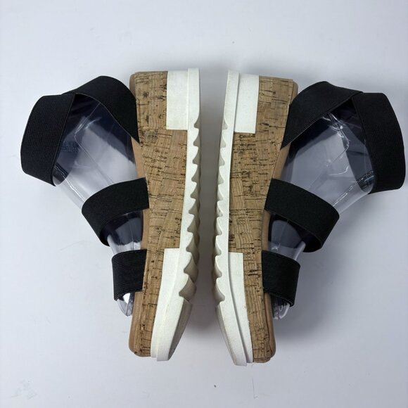 Steve Madden Black Bandi Platform Wedge Strappy Cork Sandal Size 8.5 Casual Boho - Picture 2 of 10